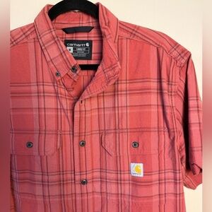 Carhartt men's loose fit midweight short-sleeve plaid shirt size medium